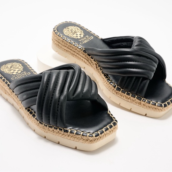 Vince Camuto Shoes - Vince Camuto Black Espadrille Slide Shoes